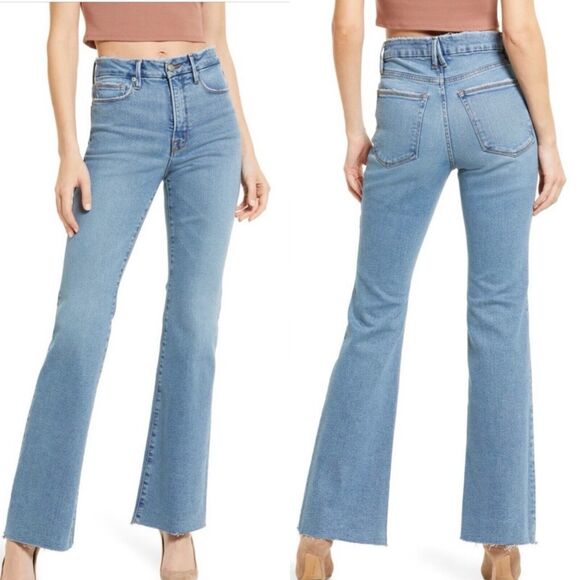 Good American Denim - Good American Women’s Good Classic Bootcut Jeans Size 6/28 Blue Raw Hem NWT